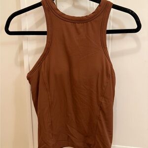 Brown Ribbed Tank Top